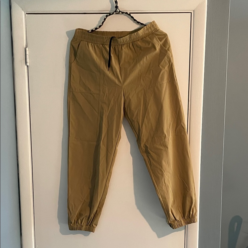 Men's Casual Elastic-Waist Tan Jogger Pants